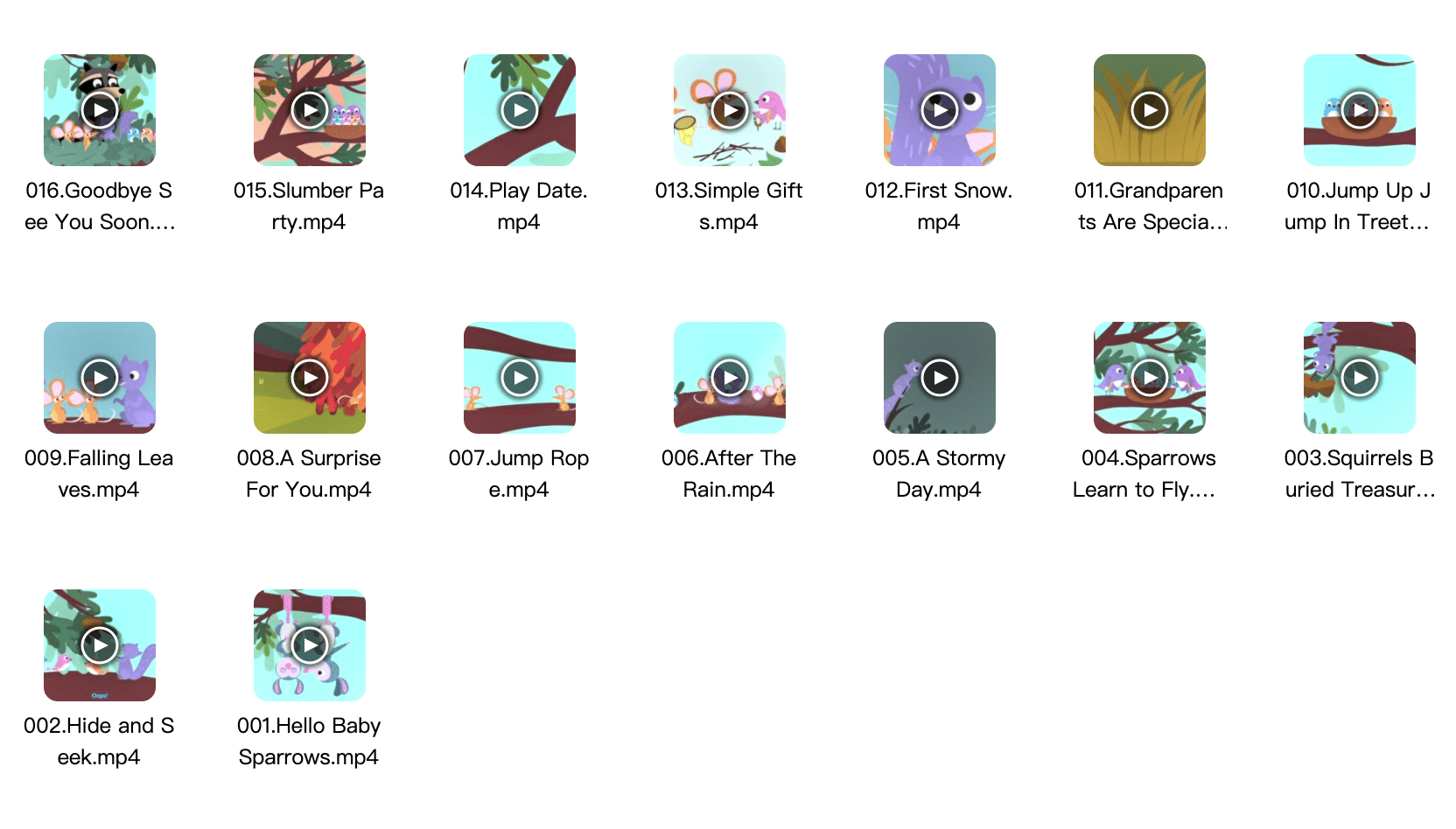 《Treetop Family 树顶家族英文儿歌动画全集》树顶家庭 孩子英语启蒙歌曲MP4 sss super simple song系列 百度云网盘下载 EA10184-第2张-英语动画-贝贝鼠启蒙 《Treetop Family 树顶家族英文儿歌动画全集》树顶家庭 孩子英语启蒙歌曲MP4 sss super simple song系列 百度云网盘下载 EA10184-第2张-英语动画