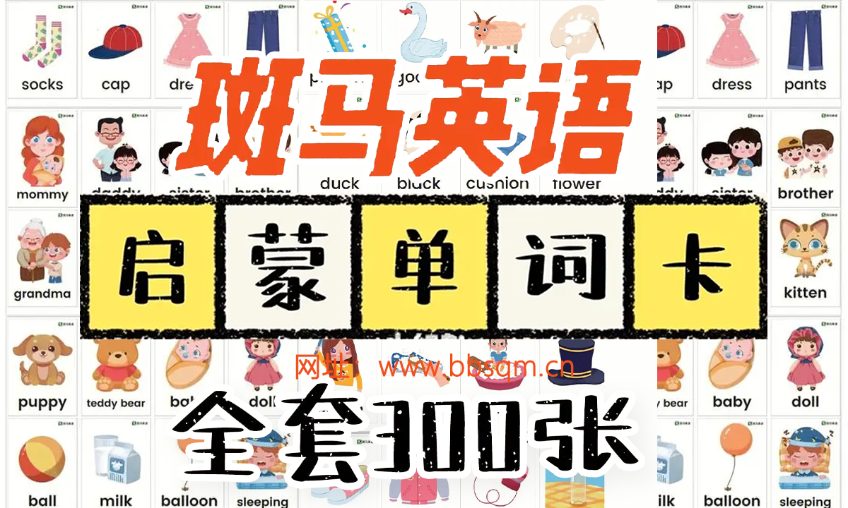 早教启蒙必备 0~6岁斑马AI英语,300张精美电子单词卡资源,PDF版,可打印 EW39277