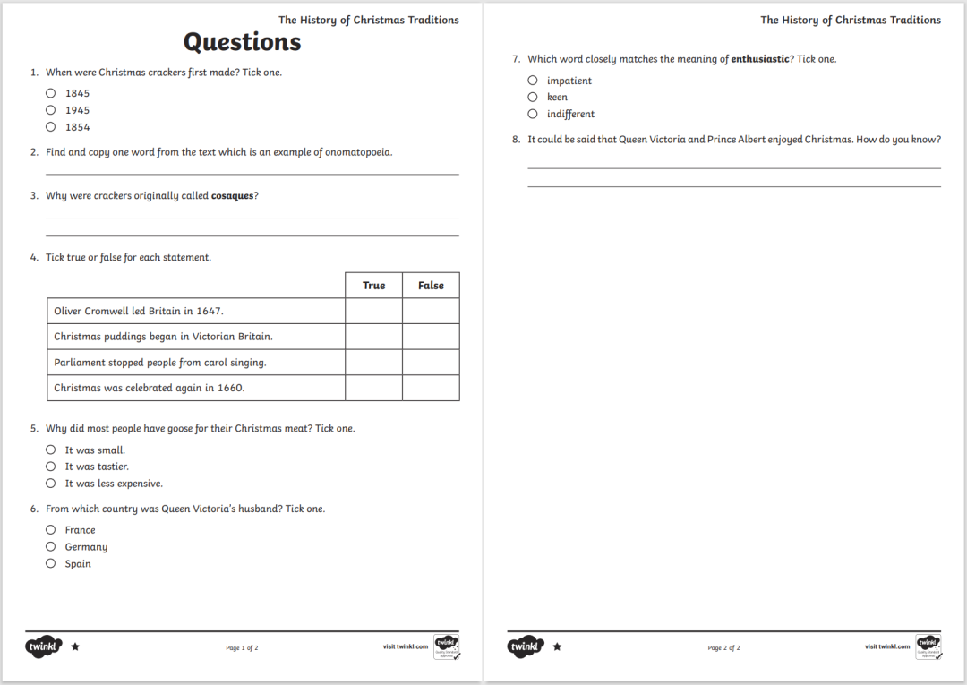 推荐 |《Twinkl阅读理解》分级素材1000多页 百度网盘 EW32193-第3张-做英语练习