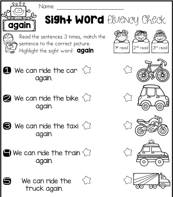 幼儿英语高频词趣味连线练习册《Sight Words Fluency Check》3册pdf可打印 EW32199-第7张-做英语练习