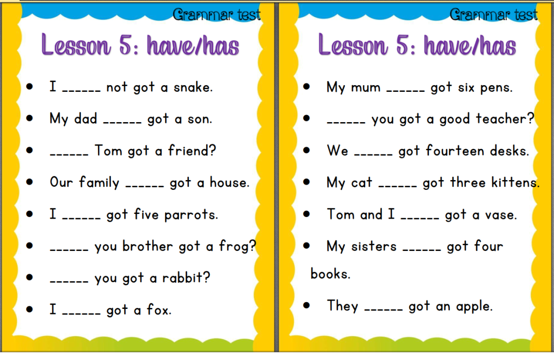 原版五大基础语法作业纸，更适合零基础和刚入门宝宝的初级语法练习来了~